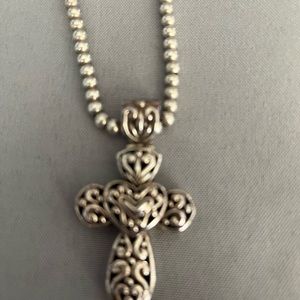 Barse Silver Cross with bead chain